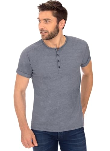 Trigema T-shirt męski z zapięciem na guziki Deluxe bawełna, szaro-melanż, M