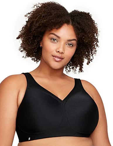 Glamorise Damski biustonosz z pełnymi miseczkami Full Figure MagicLift bezszwowy biustonosz sportowy #1006, czarny, 75C