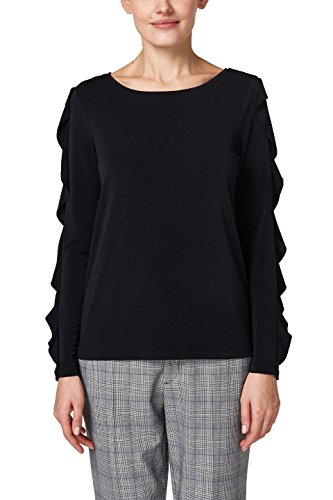 ESPRIT Collection Damska koszulka Slim Fit z długim rękawem, 001/Black, L