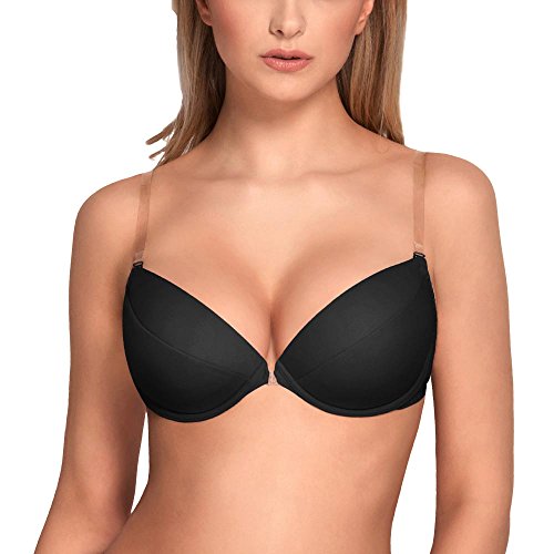 Vivisence Eve 1012 Biustonosz Push-Up Specjalistyczny Silikonowe Ramiączka, Czarny,75F