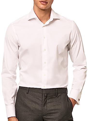 Hackett London Męska koszula biznesowa Stretch Pop Dc, 800 WHITE, 60 PL