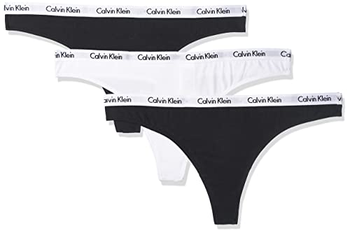 Calvin Klein Thong 3pk Stringi Kobiety, Black/White/Black, S