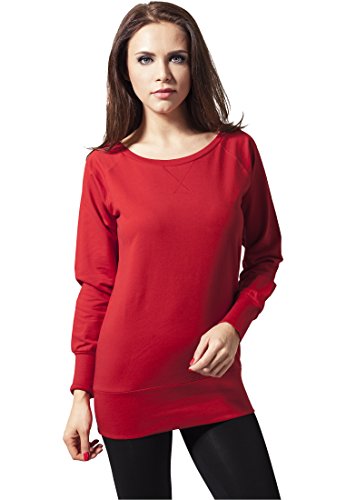 Urban Classics TB607 damska bluza z kapturem Wideneck Crewneck, czerwony (red 199), S
