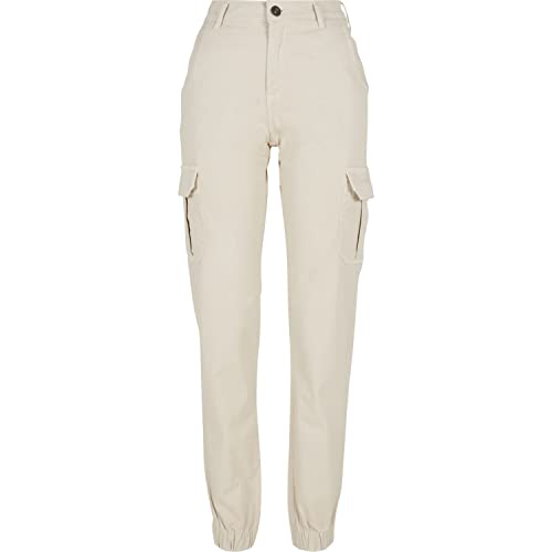 Urban Classics Damskie spodnie Ladies High Waist Cargo Pants, damskie spodnie cargo z naszytymi kieszeniami, dostępne w wielu kolorach, rozmiary 26-34, Whitesand, 30