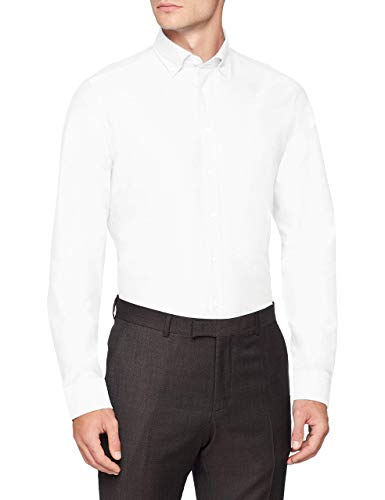 Jedwabna koszula męska Slim z długim rękawem z kołnierzem button-down Soft Uni Smart Business