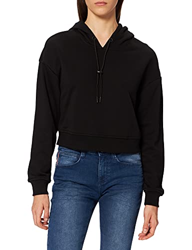 Urban Classics Damska bluza z kapturem Short Terry Hoody, damska bluza z kapturem o skróconym kroju, z przyjemnego materiału Terry w 3 kolorach, rozmiary XS - 5XL, czarny, 3XL