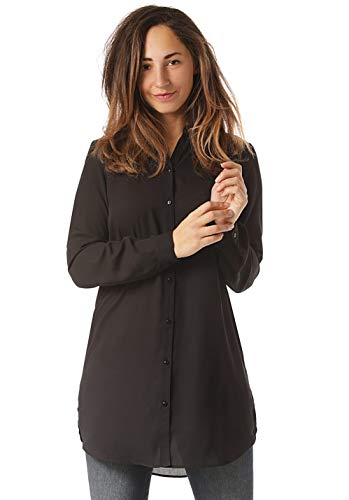 Vila Damska bluzka Vilucy Button L/S Tunic-Noos, czarny, 40