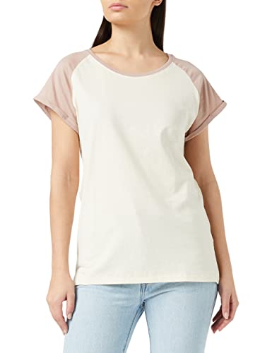Urban Classics Damska koszulka basic, koszulka z kontrastującymi kolorystycznie rękawami, dla kobiet, Contrast Raglan, dostępna w ponad 10 kolorach, rozmiary XS-5XL, piasek Whitesand/Duskrose, L