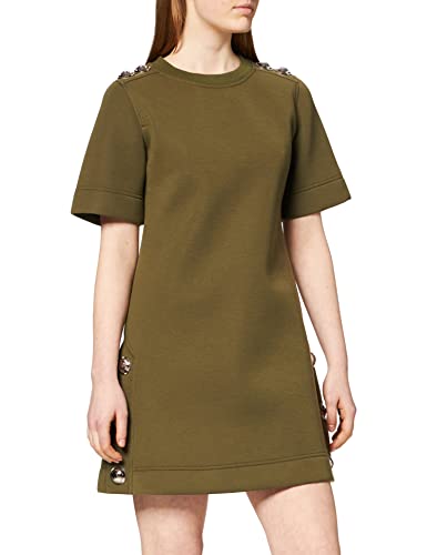 Love Moschino Damska sukienka z logo buts_Jersey z krótkim rękawem, wielokolorowy (Green+black 4007), 44 PL