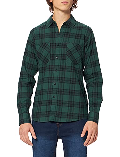 Urban Classics Męska koszula rekreacyjna, wielokolorowy (Darkgreen/Black 02375), XL