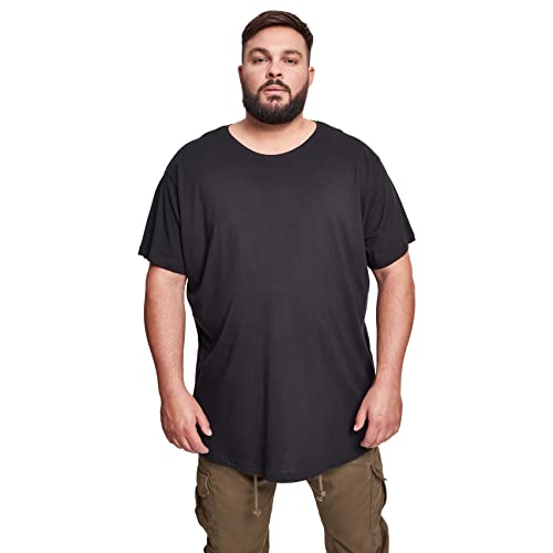 Urban Classics Męski T-shirt Shaped Long Tee jednokolorowy, długi krój koszulka męska, dostępna w wielu różnych kolorach, rozmiary XS-5XL, czarny, 4XL