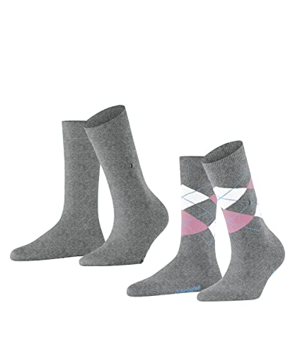 Burlington Kobiety Skarpety Everyday Mix 2-Pack W SO Bawełna z wzorem 2 Pak, Szary (Light Grey 3401), 36-41