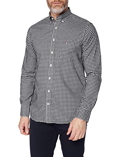 GANT Koszulka męska The Broadcloth Gingham Reg Bd, Czarny, M