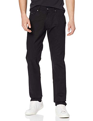 bugatti Spodnie męskie Regular Fit czarne lub niebieskie długo utrzymujące się kolory z pięcioma kieszeniami, bawełna stretch, czarny (Black 290), 33W x 36L