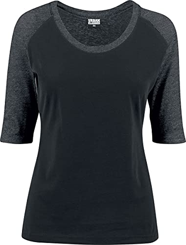 Urban Classics Damska koszulka raglanowa 3/4 Contrast, Czarny/węgiel drzewny, XL
