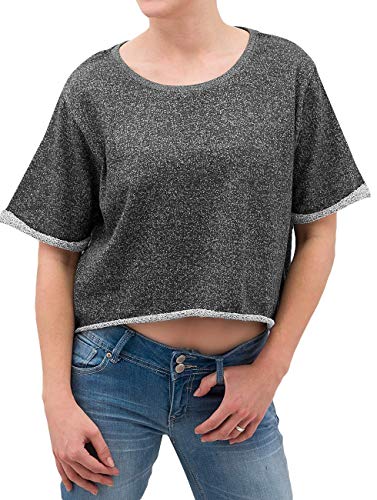 Urban Classics Damski sweter z krótkim rękawem Melange Cropped Crew, wielokolorowy (Blk/Gry 00029), L