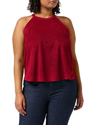 Urban Classics Damski top Peached Rib Neckholder Top Sport Top, czerwony (Burgundy 00606), L