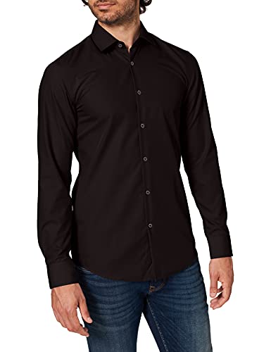 Hugo C-Jenno Slim-Fit męska koszula z łatwej do prasowania bawełnianej popeliny, Black001, 44