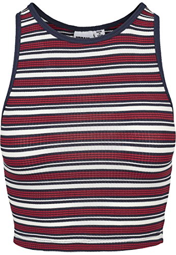 Urban Classics Damska bluzka z prążkowanymi paskami, wielokolorowy (granatowy/biały/szary 01312), L