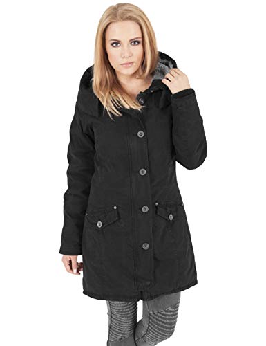 Urban Classics Ladies Garment Washed Long Parka Kurtka Kobiety , czarny (Black 00007) , 4XL