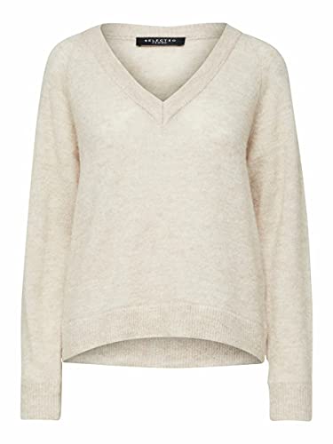 SELECTED FEMME Damski sweter z mieszanki wełny alpaki, brzoza, XS
