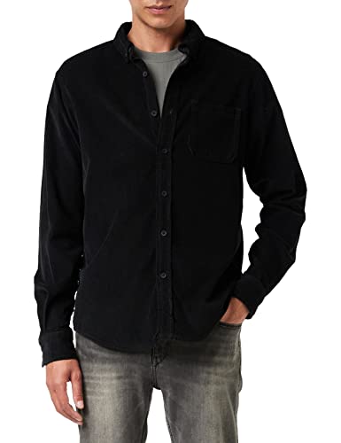 Urban Classics Męska koszula ze sztruksu, z długim rękawem, dostępna w wielu kolorach, rozmiary S – 5XL, czarny, M