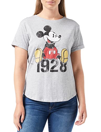 Disney Damska koszulka Mickey Year, sportowy szary, 36
