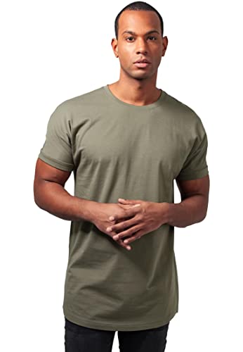 Urban Classics Męski T-shirt Long Shaped Turnup Tee, T-shirt dla mężczyzn, dłuższy krój, dostępny w wielu wariantach kolorystycznych, rozmiary XS-5XL, oliwkowy, M