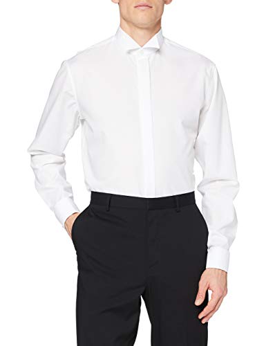 Seidensticker Męska koszula biznesowa - Shaped Fit - nie wymaga prasowania - kołnierz George - długi rękaw - 100% bawełna, biały (biały), 46