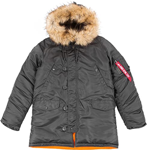 Alpha Industries Męska kurtka zimowa ze sztucznym futrem, szary (Greyblack 136), S