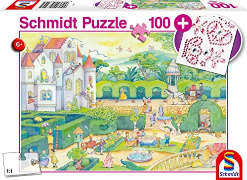 Schmidt Spiele, Puzzle 100 el. Dzień z życia księżniczek + naklejki