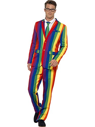 Smiffys 27560L - Over The Rainbow garnitur wielokolorowy z kurtką, spodniami i krawatem