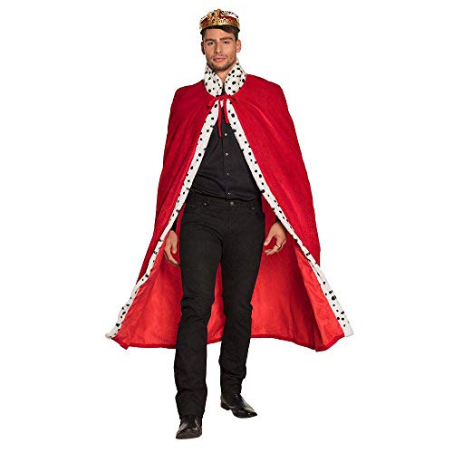 Boland 36101 - Płaszcz królewski deluxe, szata o długości 130 cm, czerwono-biało-czarna, sztuczne futro w kropki, wygląd gronostaja, dom królewski, władca, karnawał, bal przebierańców