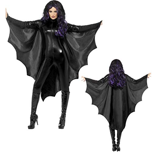 Halloween Smiffys skrzydełka nietoperza wampir, czarne, z kołnierzem