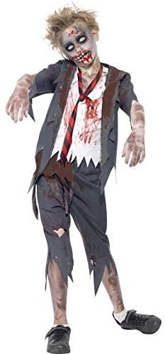 Halloween Smiffys kostium zombie uczniów, ze spodniami, kurtką, koszulą i krawatem