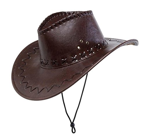 WIDMANN MILANO PARTY FASHION SA-2898R WIDMANN Cowboy czapka brązowa ze szwami ze sztucznej skóry impreza 237