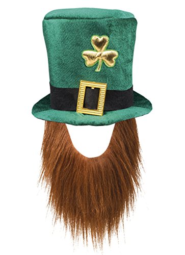 Boland 44907 - Kapelusz Leprechaun, Zielony Goblin, z brodą, czapka, nakrycie głowy, Irlandia, Dzień Św. Patryka, talizman na szczęście, karnawał, impreza tematyczna
