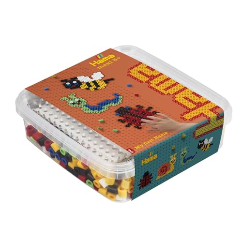 Hama Perlen 8744 koraliki do prasowania puszka z ok. 600 kolorowymi koralikami maxi o średnicy 10 mm, płytka na długopis, wraz z papierem do prasowania, kreatywna zabawa dla dużych i małych