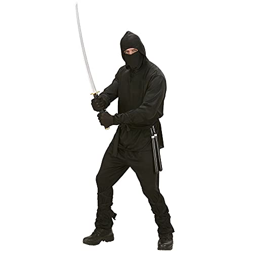 Widmann - Kostium Ninja z kapturem, spodniami, paskiem, maską i opaskami na ręce i nogi, na karnawał i imprezy tematyczne