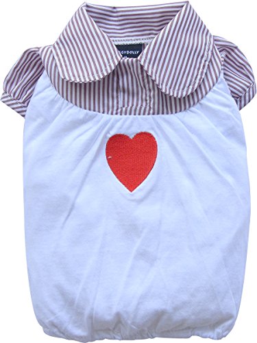Doggydolly Doggy Dolly T277 Hundeshirt Mit Herz Stickerei, Weiß//Rt,, Göße E :