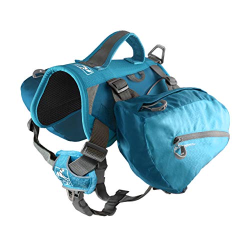 Kurgo Big Baxter Plecak dla psa, plecak turystyczny dla psów, lekki, odblaskowy, niebieski Coastal Blue