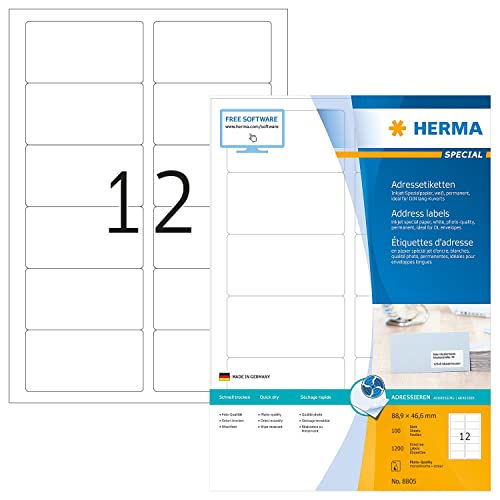 Herma Inkjet Adresset. A4 wei 88,9x46,6 mm Papier 1200 St. - 8805