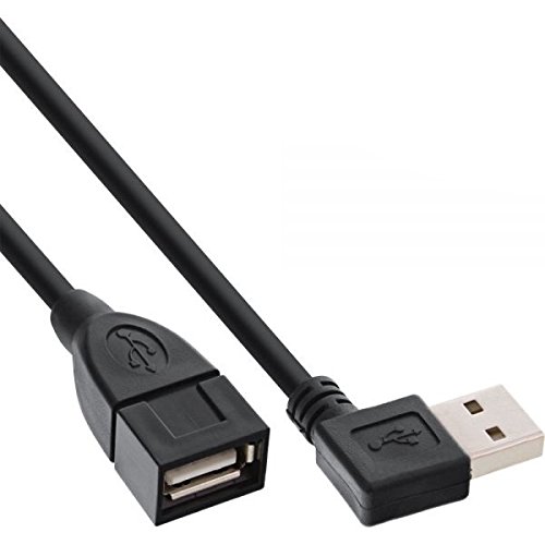 InLine Kabel USB Smart kątowy + odwracalny Typ A męski żeński czarny 0.2m 34602R