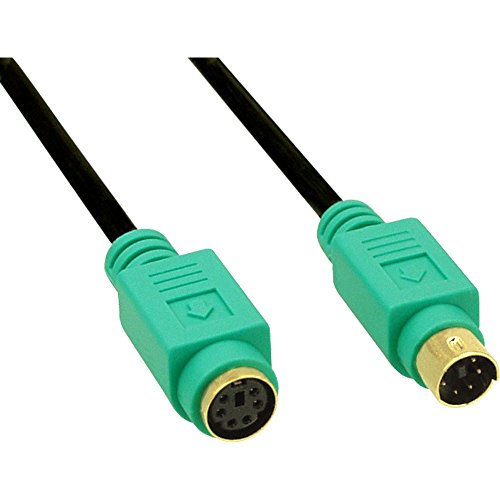 InLine PS/2 Przedłużacz męski żeński czarny zielony pozłacany 3m 13343H