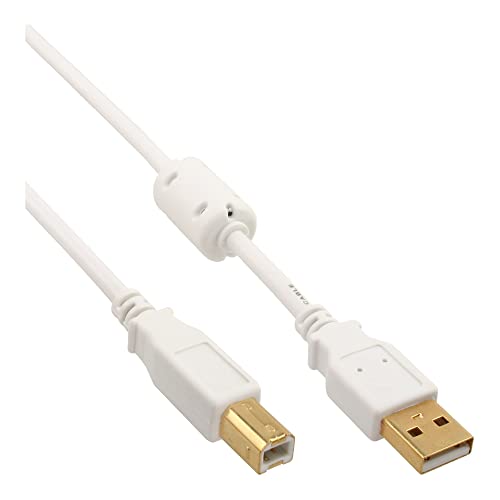 InLine Kabel USB Ferrytowy USB A/B 5m Biały 34555W