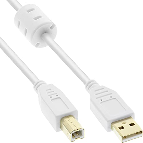 InLine Kabel USB Ferrytowy USB A/B 3m Biały 34535W