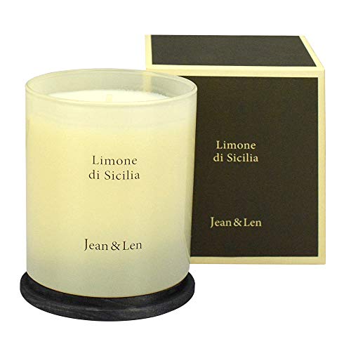 Jean & Len Świeca zapachowa Pura Limone Di Sicilia, przyjemny zapach świeżych nut cytrusowych – uzupełniona ciepłymi akcentami, 230 g, 1 sztuka