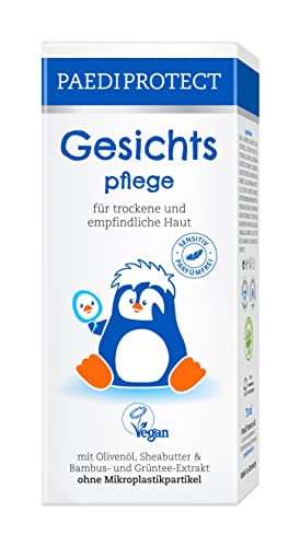 PAEDIPROTECT pielęgnacja twarzy dla dzieci i niemowląt krem 75 ml, bez perfum i bez mikroplastiku, krem do twarzy skóra sucha, wrażliwa, wegańskie składniki pielęgnacyjne skóra kojąca i pielęgnująca, balsam do pielęgnacji skóry dziecka