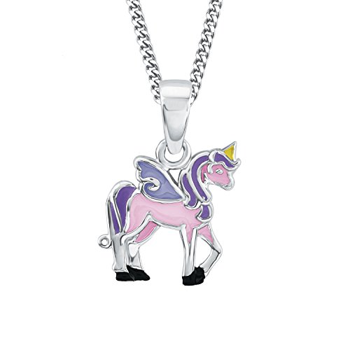 Prinzessin Lillifee Jednorożec Rosie 2013154 łańcuszek dziecięcy z wisiorkiem, srebro sterling 925, rodowane, emalia, 38 cm 2013154