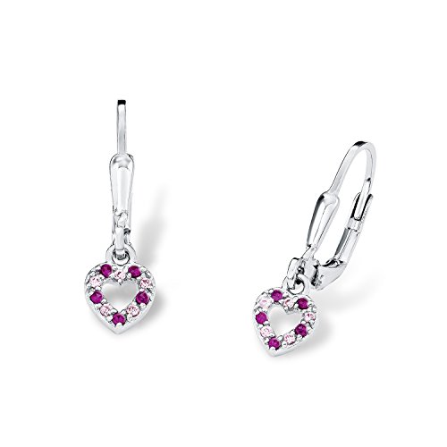 Prinzessin Lillifee kolczyki dziewczęce ze srebra próby 925, serca, cyrkonia różowa